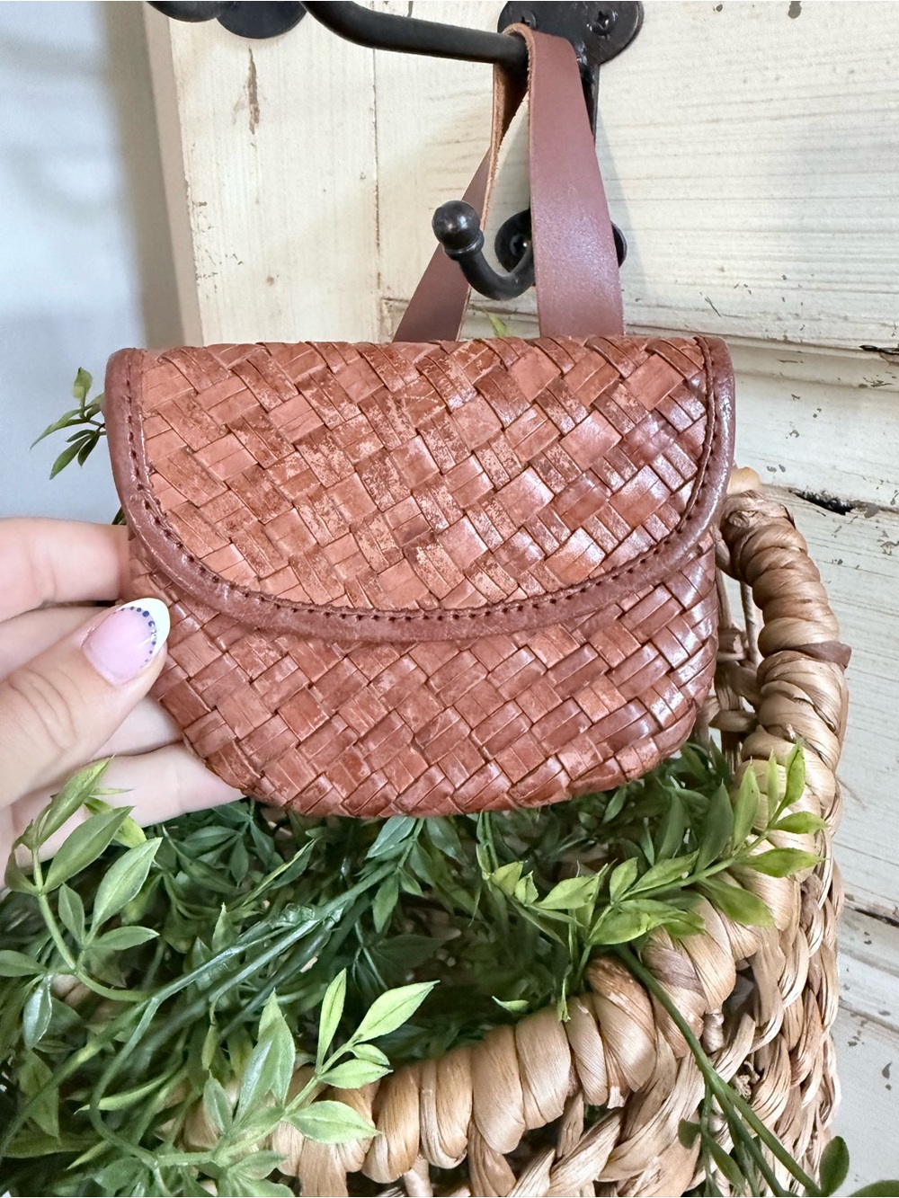 Vintage Woven leather pouch